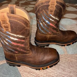 Cody James work boots American flag design